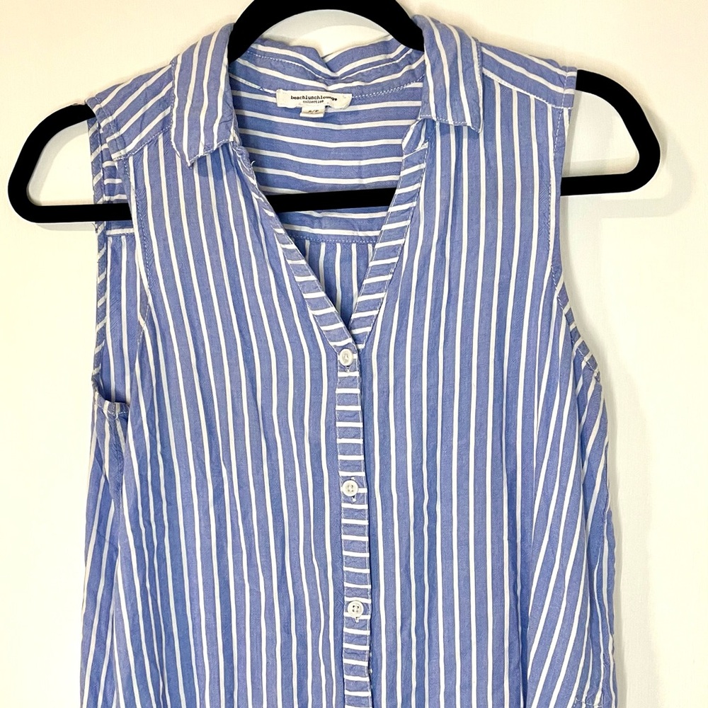 Beachlunchlounge Blue Button Down Shirt with Notched Collar